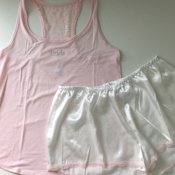 SOLD! Bling BRIDE Pink Tank & Silky Shorts Pajamas - Picture 5 of 6